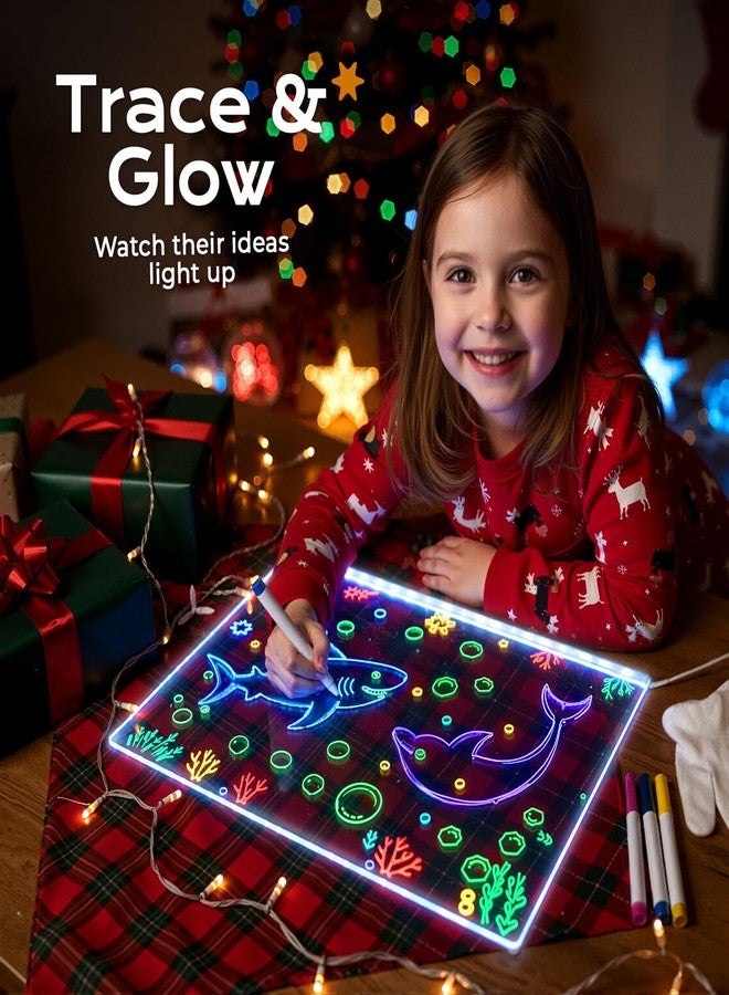 لوحة ملاحظات LED بسبعة ألوان، لوحة رسم LED للأطفال مقاس 12 بوصة × 8 بوصة، تتضمن محول طاقة، 7 أقلام تلوين، قطعة قماش ناعمة، سلسلة تعليق، هدية عيد الميلاد (إصدار مطور 2025) - Image 4